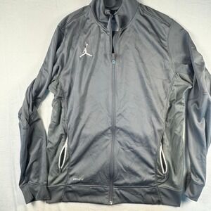 Jordan Dri-FIT Mens Track Jacket Charcoal Grey Full Zip Jumpman Size Large
